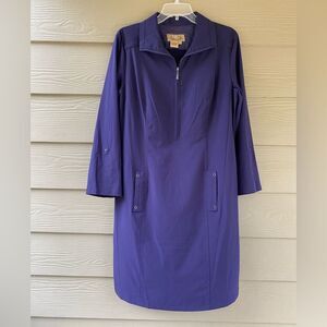 Peck Peck Weekend Women's Purple Half Zip Long Sleeve Pockets Shirt Dress Size M